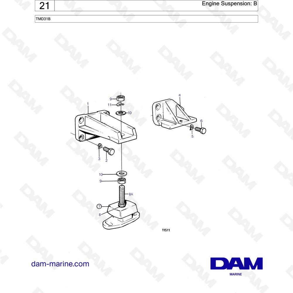 Spare parts and exploded views for Volvo Penta TMD31B Spare parts and exploded views for Volvo Penta TMD31B